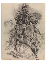Caballero de artillería ligera (conte y acrílico sobre papel)