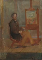 Ensor en su caballete, c.1886 (óleo sobre lienzo)