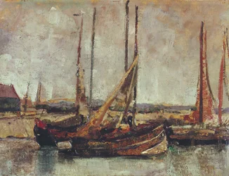 Barcos de pesca (óleo sobre cartulina sobre tabla)