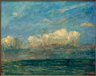 Paisaje marino con nube blanca