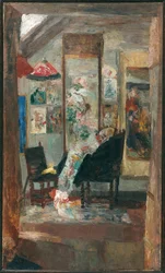 Esqueleto mirando chinoiseries, 1885