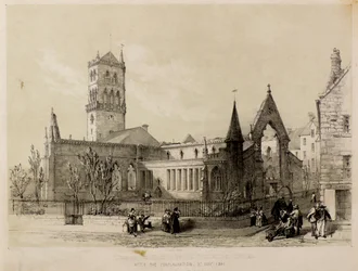 Vista de las iglesias del este y del sur, Dundee, después de la conflagración, 3 de enero de 1841