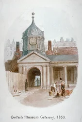 Entrada al antiguo Museo Británico Montague House, Bloomsbury, Londres, 1850