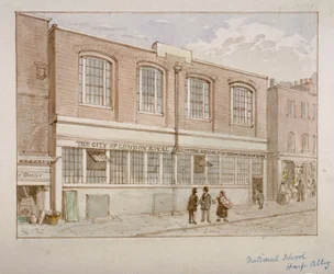 Escuela nacional, Harp Alley, City de Londres, 1850