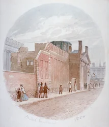 Parte de una pared del antiguo Museo Británico, Bloomsbury, Londres