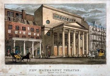 Vista del Teatro Haymarket, Westminster, Londres, 1821
