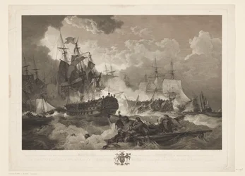 Escoria bij Kamperduin, 1797 La victoria obtenida sobre la flota holandesa por el escuadrón británico del Mar del Norte bajo el mando del almirante Duncan en la acción del 11 de octubre de 1797 (título sobre objeto)