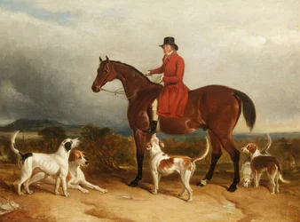 William Phillips de Risca Manor, Monmouthshire con perros, 1850-55