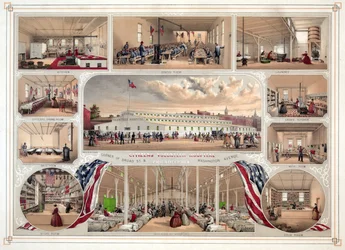 Póster para el Hospital de Voluntarios Ciudadanos, Filadelfia, 1862