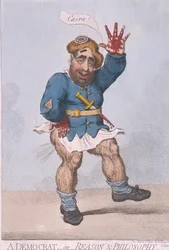 A Democrat, or Reason  Philosophy, publicado por Hannah Humphrey en 1793 (grabado coloreado a mano)