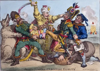 Poderes Aliados Descalzando la Igualdad, publicado por Hannah Humphrey en 1799