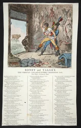 Boney y Talley, El día del ajuste de cuentas de los carniceros corsos - ¡Día sin cuartel!, pub. 1803 (grabado coloreado a mano)