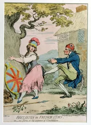 Britannia en corsés franceses, o Reforma a expensas de la Constitución, publicada por Hannah Humphrey en 1793