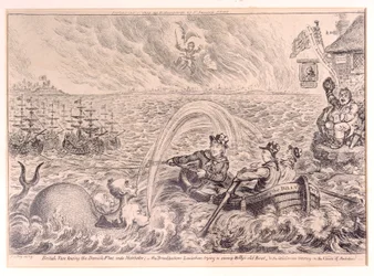 Marineros británicos remolcando la flota danesa al puerto, 1807