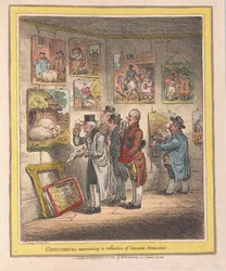 Conocedores examinando una colección de George Morlands, pub. 1807