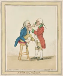 Aliviando el dolor de muelas, publicado por Hannah Humphrey, 1796