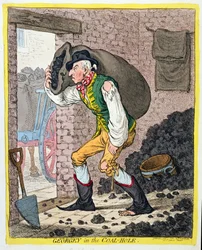Georgey en el agujero de carbón, publicado por Hannah Humphrey en 1801