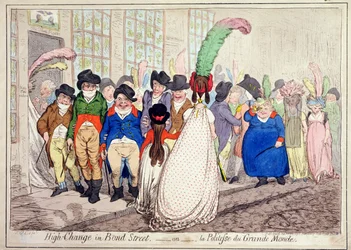 Cambio Alto en Bond Street, o La Politesse du Grande Monde, publicado por Hannah Humphrey en 1796