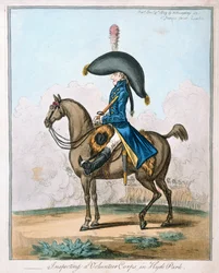 Inspección de un cuerpo de voluntarios en Hyde Park, publicado por Hannah Humphrey en 1803
