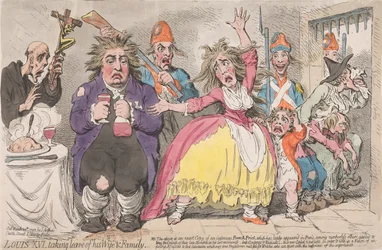 Luis XVI despidiéndose de su esposa y familia
