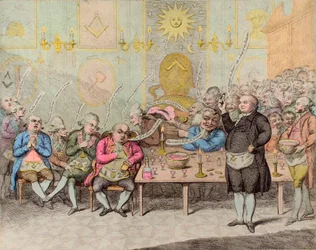 Anécdota Masónica - por James Gillray (1757-1815) - caricatura inglesa contra el Conde Cagliostro (Alessandro, Conde de Cagliostro)