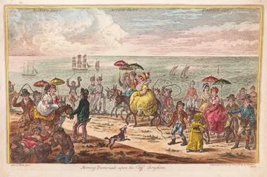 Paseo matutino por el acantilado, Brighton, después del Capitán J. Morse, pub. 1806