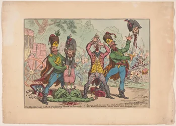 Tratamiento austriaco de los enviados franceses, 1799 El método alto alemán para destruir Vermin en Rat-stadt (título sobre el objeto)