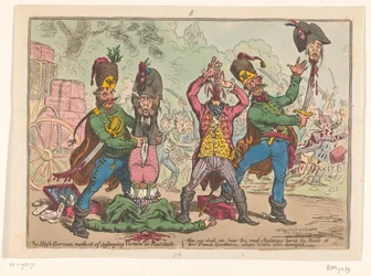 Tratamiento austriaco de los enviados franceses, 1799 El método alto alemán para destruir Vermin en Rat-stadt (título sobre el objeto)