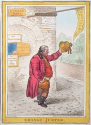 Suéter Naranja, publicado por Hannah Humphrey en 1809 (aguafuerte coloreado a mano)