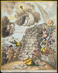 Derrocamiento de la Babel Republicana, publicado por Hannah Humphrey en 1809