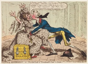 Ravishment político, o la vieja dama de Threadneedle Street en peligro!, 1797