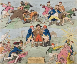 Sans-Culottes alimentando a Europa con el Pan de la Libertad, publicado por Hannah Humphrey en 1793