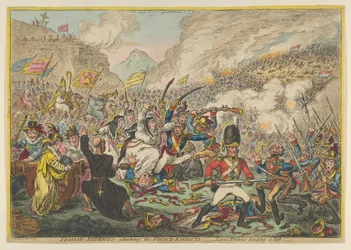 Patriotas Españoles Atacando a los Bandidos Franceses - Leales Británicos Ayudando, 15 de agosto de 1808