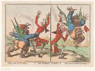 Spotprent op William Pitt en Charles Fox, 1797 The Table