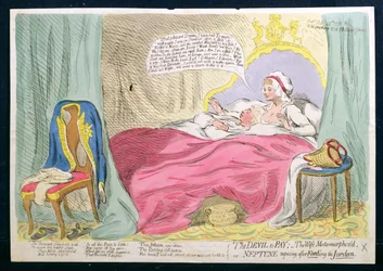 El diablo a pagar: La esposa metamorfoseada, o Neptuno reposando después de vadear el Jordán, publicado por Hannah Humphrey en 1791