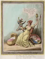The Genius of France Nursing her Darling, publicado por Hannah Humphrey en 1804 (grabado coloreado a mano)