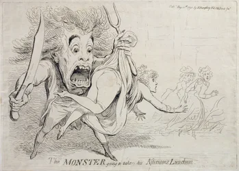 El monstruo yendo a tomar su almuerzo de la tarde, publicado por Hannah Humphrey en 1790