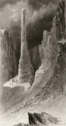 Monumento de Tennyson, grabado por J. McGoffin, de 