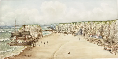 Bergantín encallado en Marsden Rock