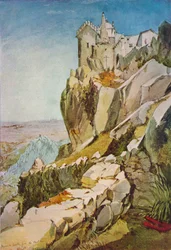 Boceto en Portugal, castillo moro desde la Penha, castillo moro, Mafra, 1837