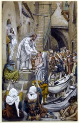 Y toda la ciudad se reunió a la puerta, ilustración para La vida de Cristo, c.1884-96