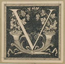 Letra capital V, ilustración de La vida de Nuestro Señor Jesucristo