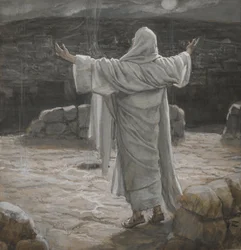 Cristo se retira a la montaña por la noche, ilustración de La vida de Nuestro Señor Jesucristo, 1886-94