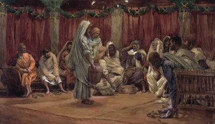 Jesús lavando los pies de los discípulos, ilustración de La Vida de Cristo, c.1886-94