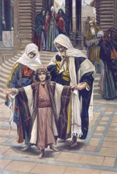 Jesús encontrado - Jesús encontrado - de La vida de nuestro Señor Jesucristo - 1899 por James Tissot - Jesús encontrado en el templo - La vida de nuestro Señor Jesucristo, por Jacques Joseph Tissot