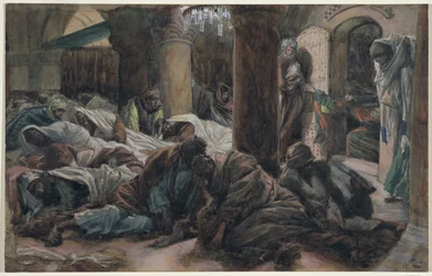 María Magdalena Corre y Dice a los Discípulos que el Cuerpo de Cristo ya no está en la Tumba, ilustración para La Vida de Cristo, c.1886-94