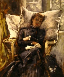 Sra. Newton en una silla de invernadero, c.1871