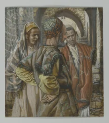 Simón de Cirene y sus dos hijos Alejandro y Rufo, ilustración de La vida de Nuestro Señor Jesucristo, 1886-94