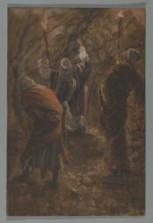 La grieta en la roca en la cueva debajo del Calvario, ilustración de La vida de nuestro Señor Jesucristo, 1886-94