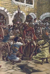 La corona de espinas - de “La vida de nuestro señor Jesucristo” - 1899 por James Tissot - La vie de notre seigneur Jesus Christ, por Jacques Joseph (Jacques-Joseph) Tissot llamado James Tissot (1836-1902)